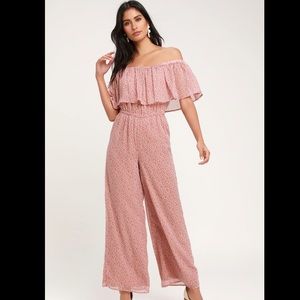 Sage the Label Pink Off the Shoulder Jumpsuit